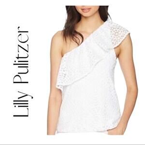 Lilly Pulitzer White Eyelet One Shoulder Blouse